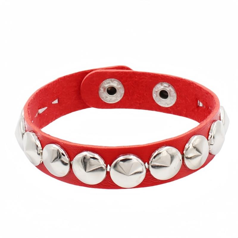 Modern Unisex Spiked Wrist Bangle Bracelet Featuring PU Leather And Stylish Metallic Detail For Everyday Wear