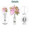 Medical Acrylic Glitter Pill Heart Lung  ID Badge Holder Retractable Badge Reel Rotatable Crocodile Clip for Doctor Nurse