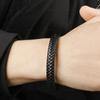 Handwoven Leather Bracelet for Men Vintage Cowhide Braided Rope Wristband with Alloy Pendant