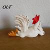 Small Desktop Ornaments White Rooster Statue with Enchanting Posture & Long Eyelashes, Creative Table Art Sculpture, Funny Resin Office Desk