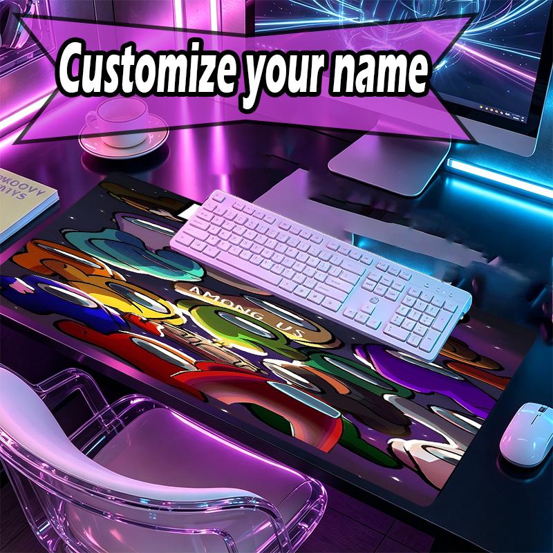 Custom Name Personalized Among Us Pattern Mousepad, Laptop PC Desk Mat, Decorative Desk Mat for Home Keyboard Pad Gift