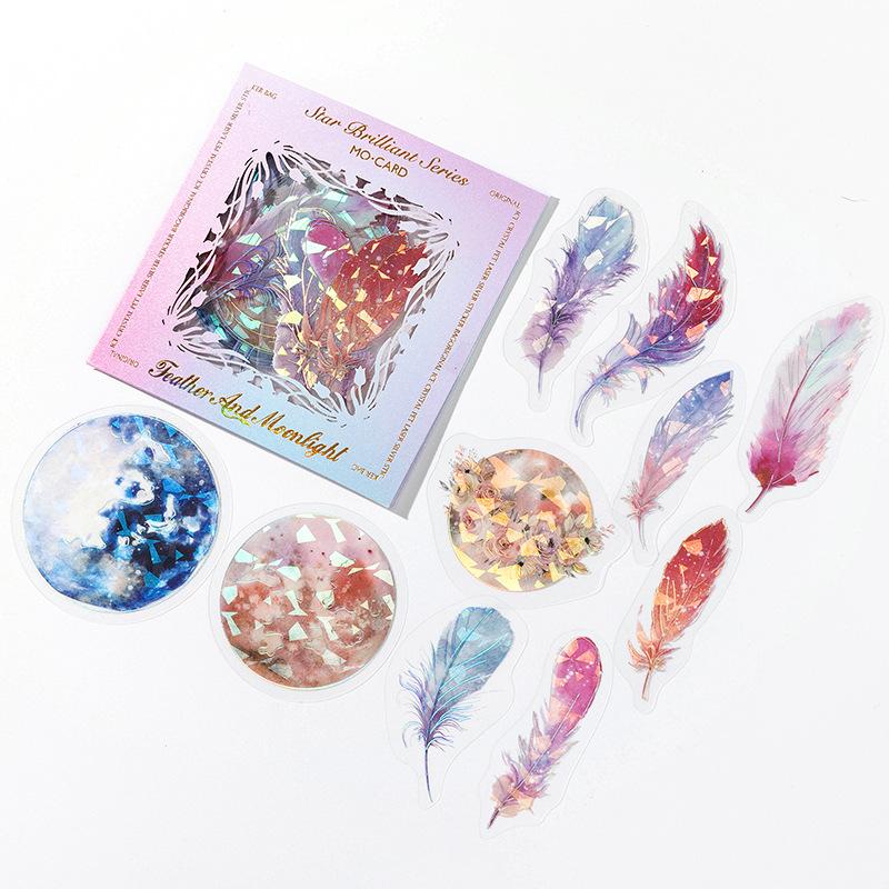 1pack/20pcs Laser Flash PET Waterproof Sticker Cool Geometric Pattern, Ideal for Journal Deco DIY Craft Album Gift Decor