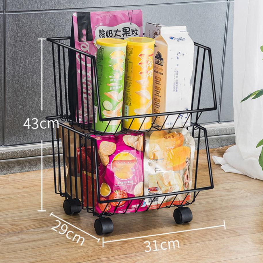 Kitchen Shelf Multi Floor Fruit Storage Basket Storage Rack Vegetable Basket with Wheels