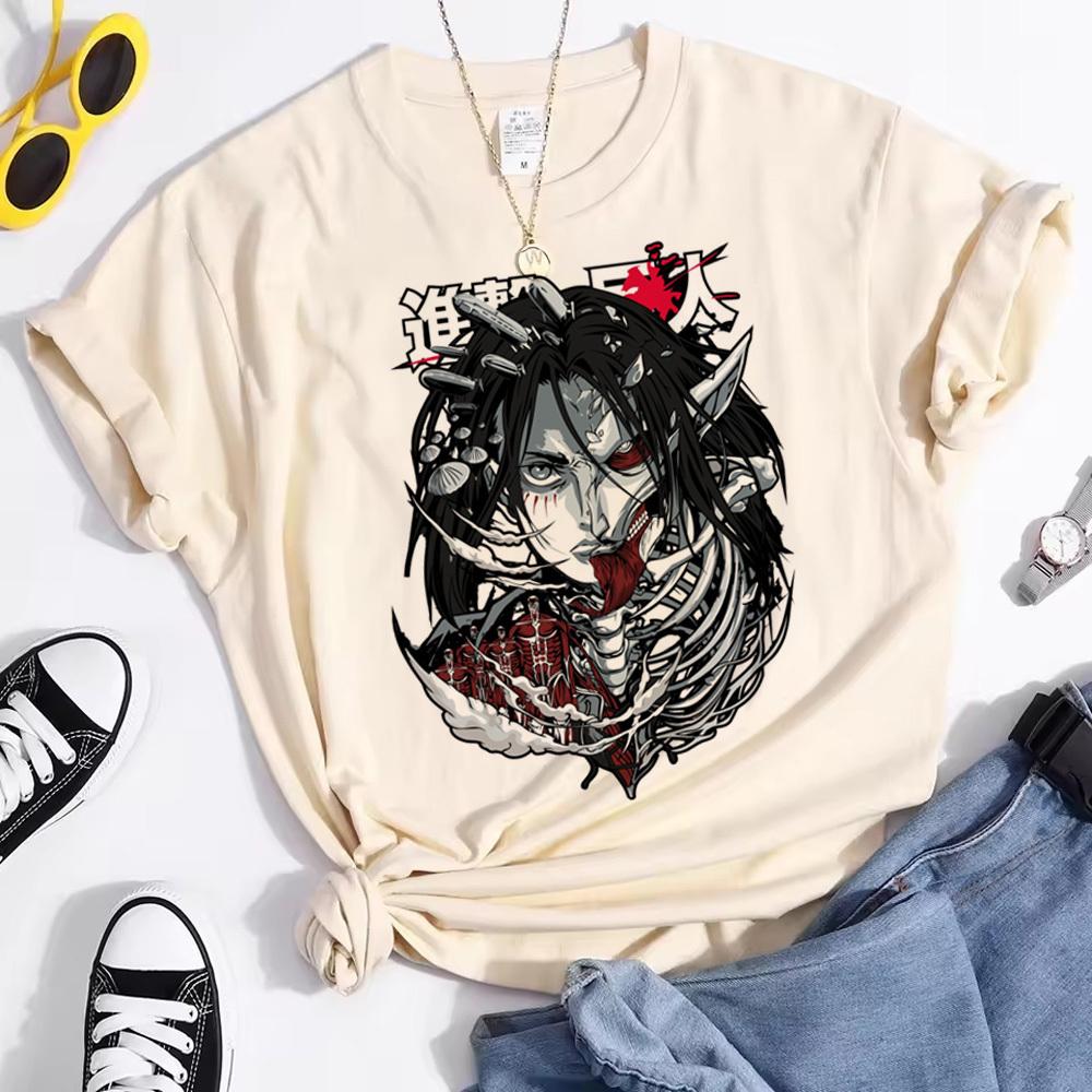 Attack On Titan Top Tees Female Graphic Harajuku Hip Hop Kawaii Y2k Anime Tshirt Punk Hip Hop Trendy Pastel Psychedelic Grunge