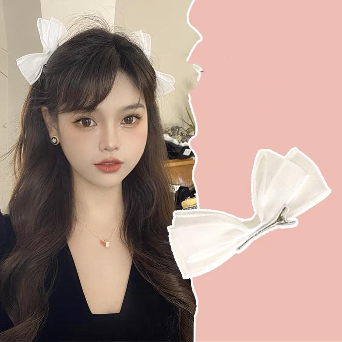 

2 шт./компл. элегантные сетчатые заколки для волос с бантиком, милые милые заколки с челкой, боковая заколка для волос, темпераментная заколка на лоб, головной убор, заколка в виде утконоса белый