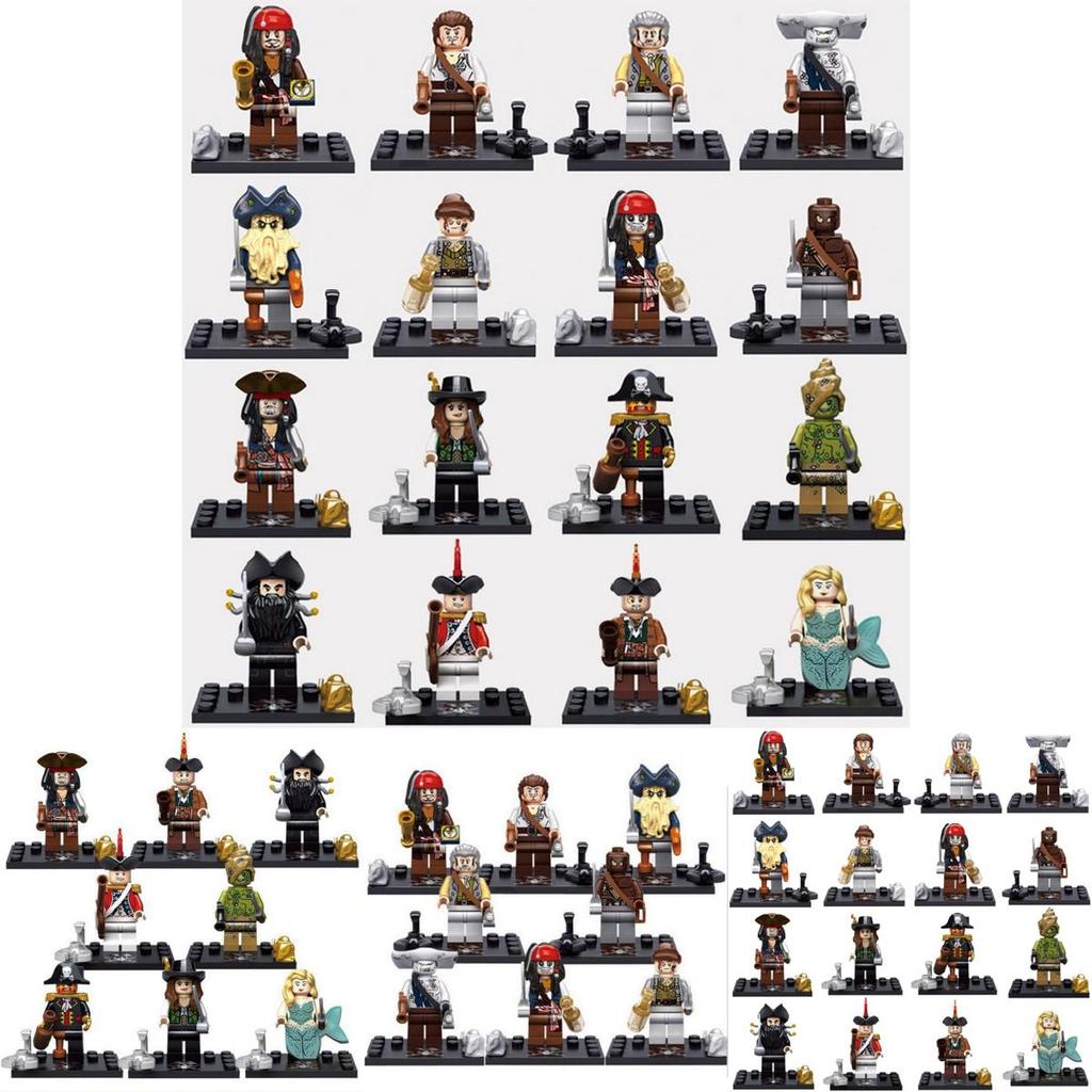 Caribbean Pirates Building Blocks Set 8pcs Minifigures With Mermaids Educational Toy