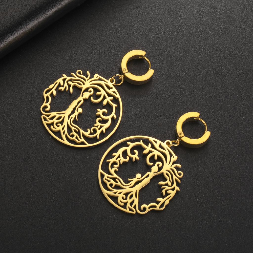 LIKGREAT Hot Sale Son Daughter Stainless Steel Tree of Life Drop Earrings Girls Boys Earring Jewelry for Women Family Gifts 2025