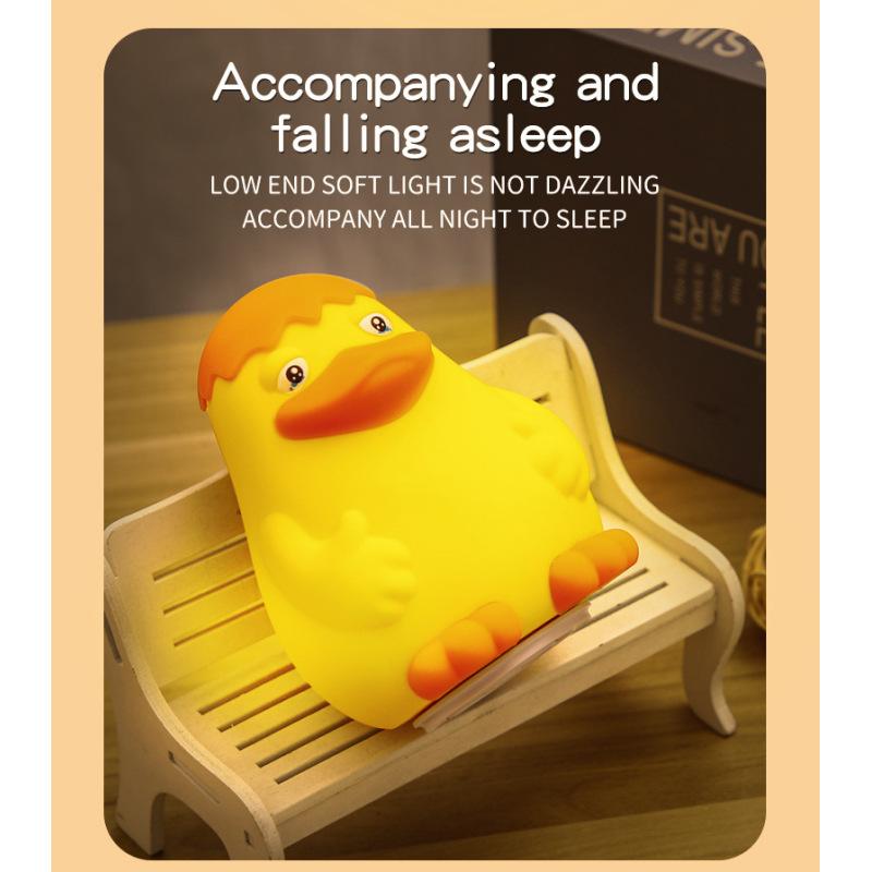 Silicone Cute Duck Pat Light Induction Night Light USB Charging Ornament Ambient Lighting Night Light