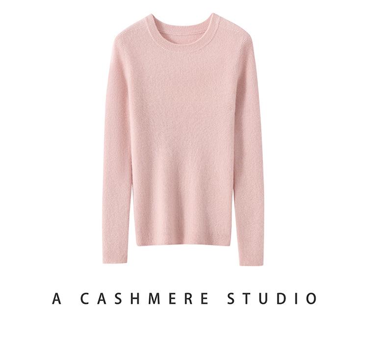 Premium 100% Cashmere Women's Short Round Neck Sweater, Perfect for Autumn/Winter and Crafted with Consinee Yarn