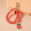 Pretty Beaded Bracelet Key Chain Strawberry Flower Key Ring for Women Girls Handbag Pendant DIY Kid's Jewelry Gifts