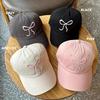 1pc Bowknot Embroidered Baseball Cap - Adjustable Fit for Baseball, Cycling, Running, Hiking Stylish Black with Pink Bow Design Outdoor Sports Cap