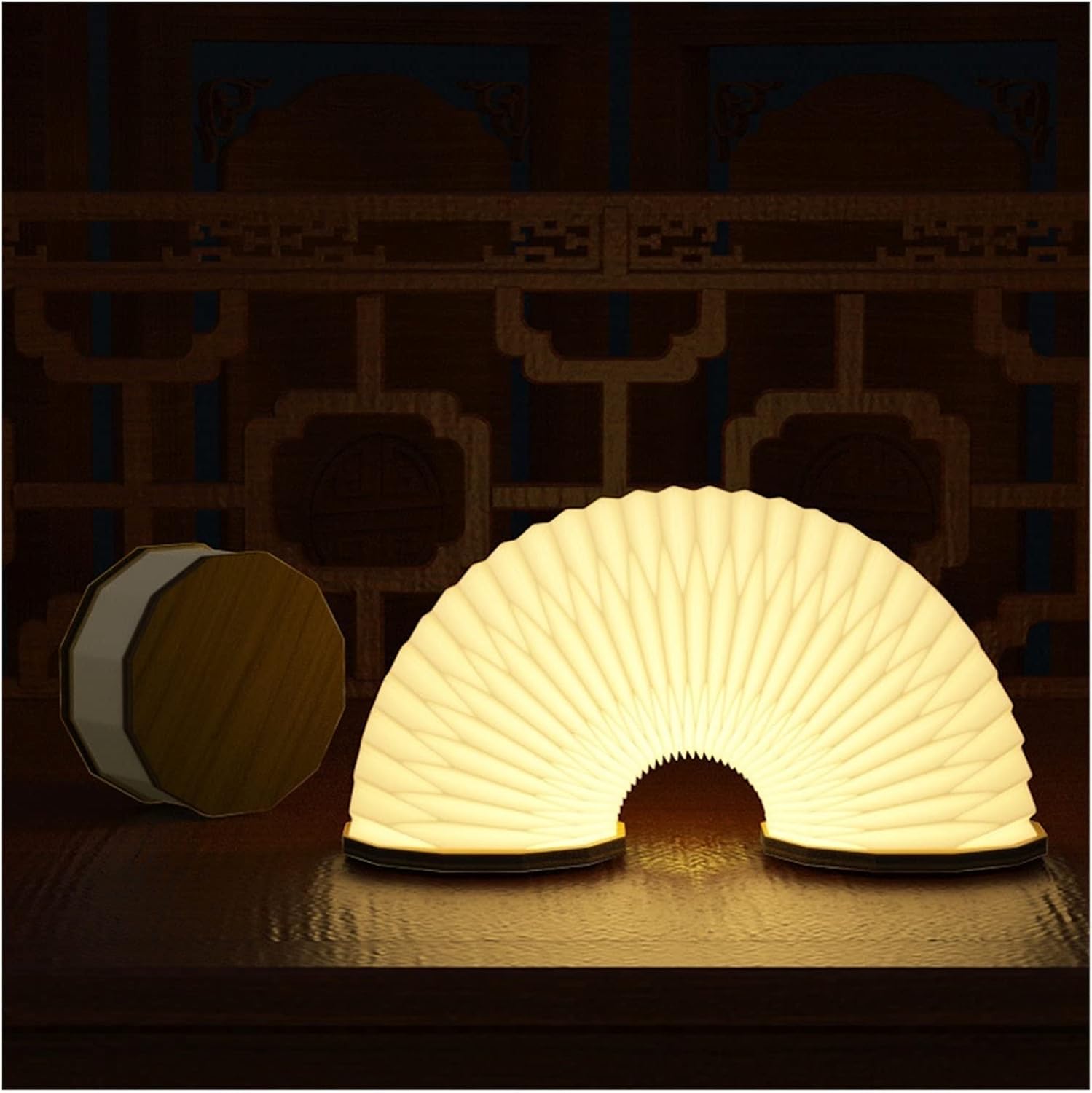 

Japanese Folding Accordion Lamp Portable Desk Lamp LED Paper Lantern Rechargeable for Home Office Bedroom Decor Night Light Gift чистый белый