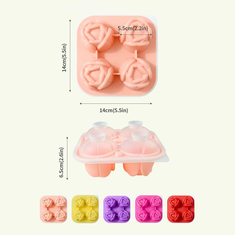 Tulip Ice Cube Mold, Tulip Shapes Ice Cube Tray, Silicone Ice Mold Fun Shapes, 4 Tulip Ice Balls For Chilling Cocktails Drinks