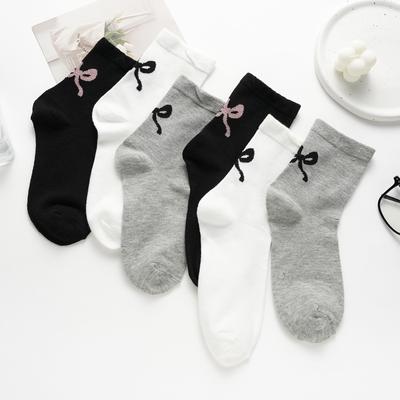 Damen High Heel Bow Süße Mode Reine Baumwolle Socken Mittelrohr Socken Koreanischen Stil Mode Lose Socken