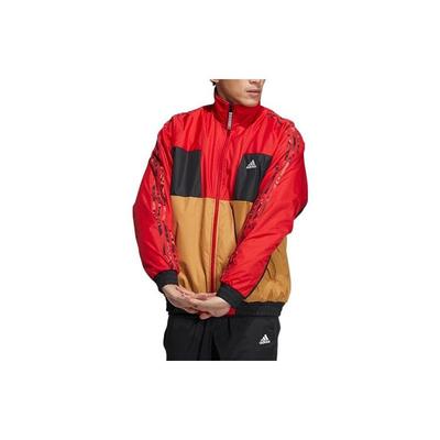 Gestreifte Patchwork Logo Print Wendbare Jacke Herren Jacke Rot HI3284
