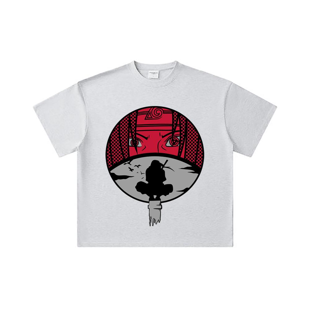 260 GSM Double Yarn 32 Count 100% Cotton Naruto V8 Itachi Print Unisex Heavy Cotton T Shirt
