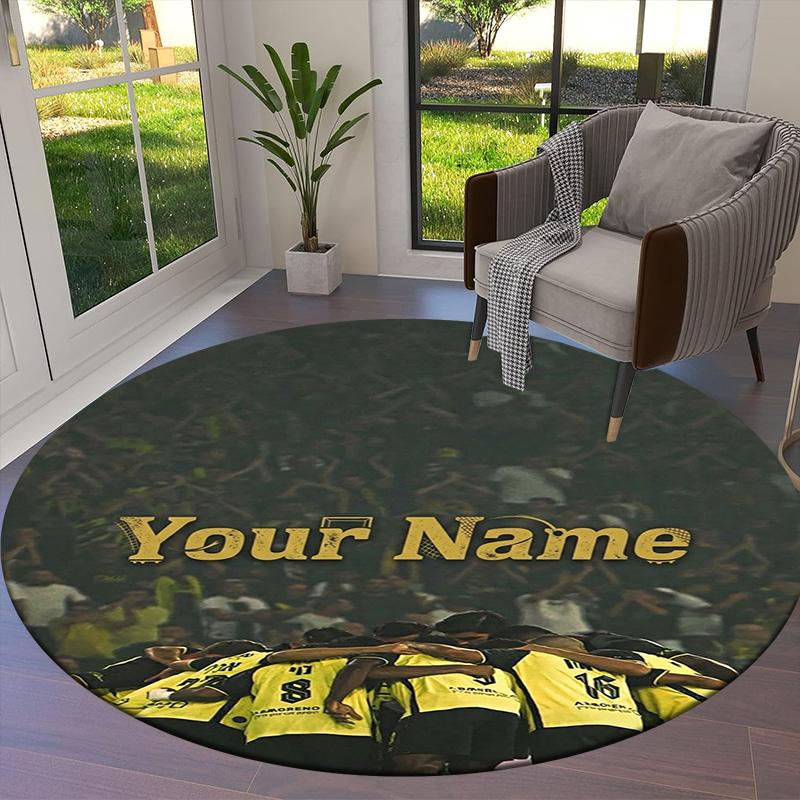 Beitar Jerusalem FC Wappen Benutzerdefinierter Name Runder Teppich Teppich für Wohnzimmer Schlafzimmer Sofa Spielzimmer Dekor Rutschfeste Fußmatte