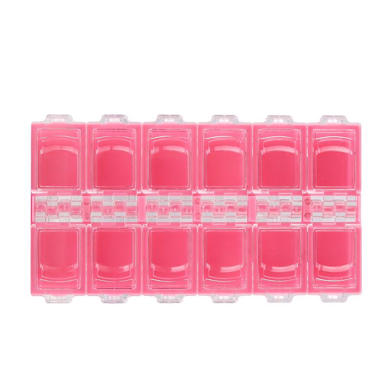 Pudełko do przechowywania cyrkonii do zdobienia paznokci z 12 niezależnymi wieczkami