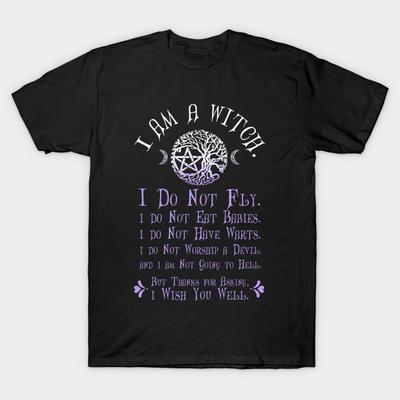 Men Black Print T-shirt Super Large TShirt Wiccan Pagan Witch T Shirt I Am a Witch Misconcept No-Cut Transfer Paper Print Cotton Tshirt