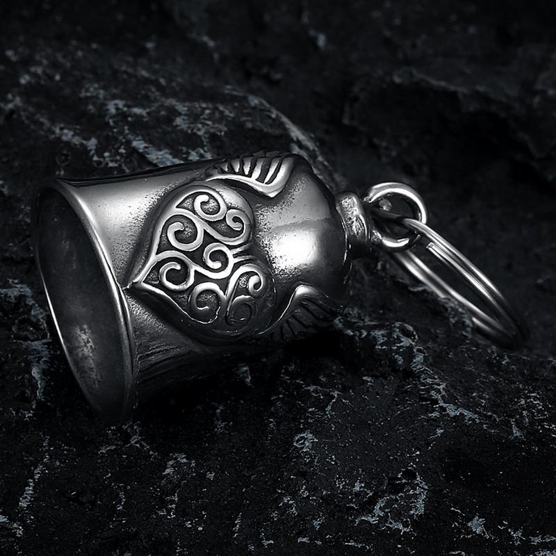 Motorcycle Bell Fashion Lucky Bell Pendant Heart Wing Motorcycle Bell for Men Motorcycle Punk Rock Exorcism Pendant Accessories