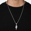 Lightning Bolt Pendant Necklace Dual-Tone Chain Hip Hop  Gold/Silver Trendy Party Accessory Gift for Men Women Daily Wear