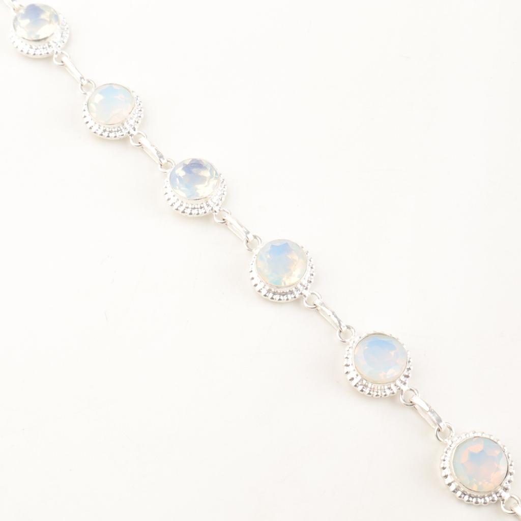 Milky Opal Gemstone 925 Sterling Silver Jewelry Handmade Bracelet Birthday Gift RB-9-14