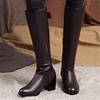 Fashion Autumn Winter Warm Over The Knee Boots Women Fashion Side Zipper High Heels Bow Ladies Soft PU Leather Long Botas Mujer Brown