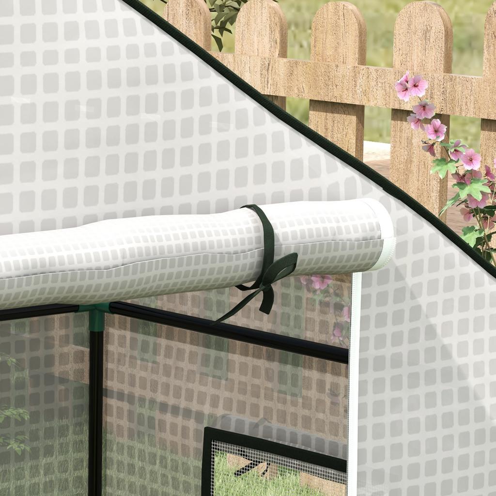 Greenhouse Cover Replacement Walk-in PE Hot House Cover with Roll-up Door and Windows, 140 x 73 x 190cm, White