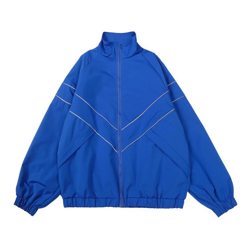 Giacca Sportiva Unisex Oversize Riflettente Monocolore Giacca a Vento Casual Senza Cappuccio