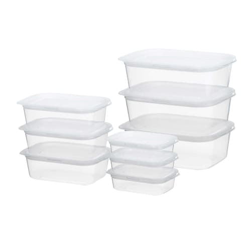 Inomata Chemical (Inomata-k) Easy Pack Oppbevaringsbeholdere, Klar Hvit, Firkantet, Sett med 9, Laget i Japan, Mikrobølgeovnsikker, med Lokk, Fryser, Kjøleskap