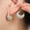ZAKOL Sparkling Micropaved Zirconia Hoop Earrings Fashion Gold Color U-shaped Earring Party Zircon