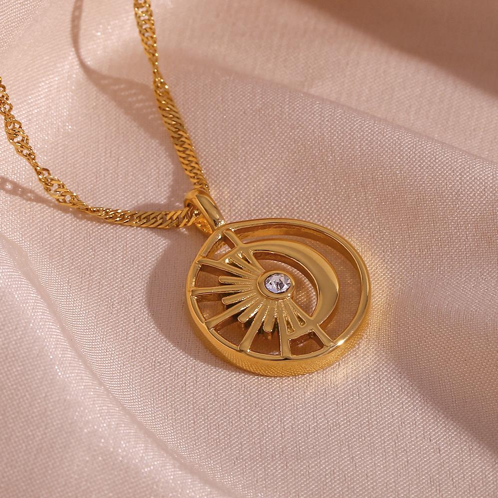 MamacitaSlay Sun Moon Pendant Necklace For Women High End Elegant Charm Jewelry Unique Stylish Statement Necklace For Daily Wear
