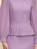 Zhi Li Elegant Taro Purple Slimming Pleated Long Dress with Cinched Waist - Spring 2026 Arrival