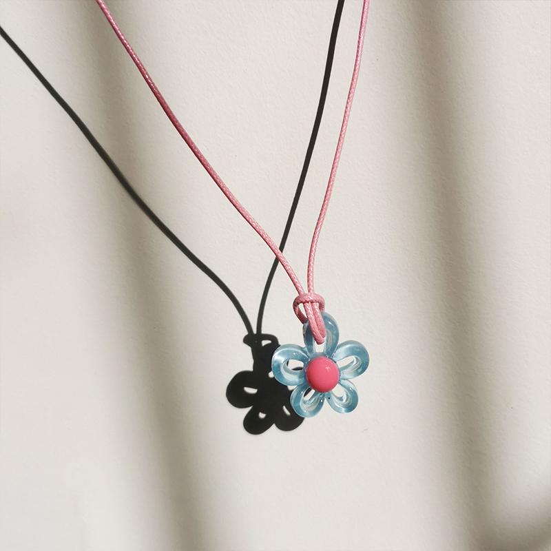 

1PC Choker Unique Floral Fashion Small Flower Trendy Long Collarbone Chain New Colorful Adjustable Necklace Cute