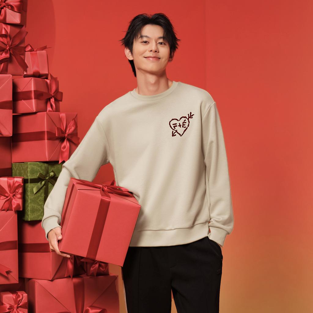 Fila X Études Heartbreaker Fashion Versatile Trendy Casual Pullover Sweatshirt Men Sweatshirt Antelope-White F11M516202FIV