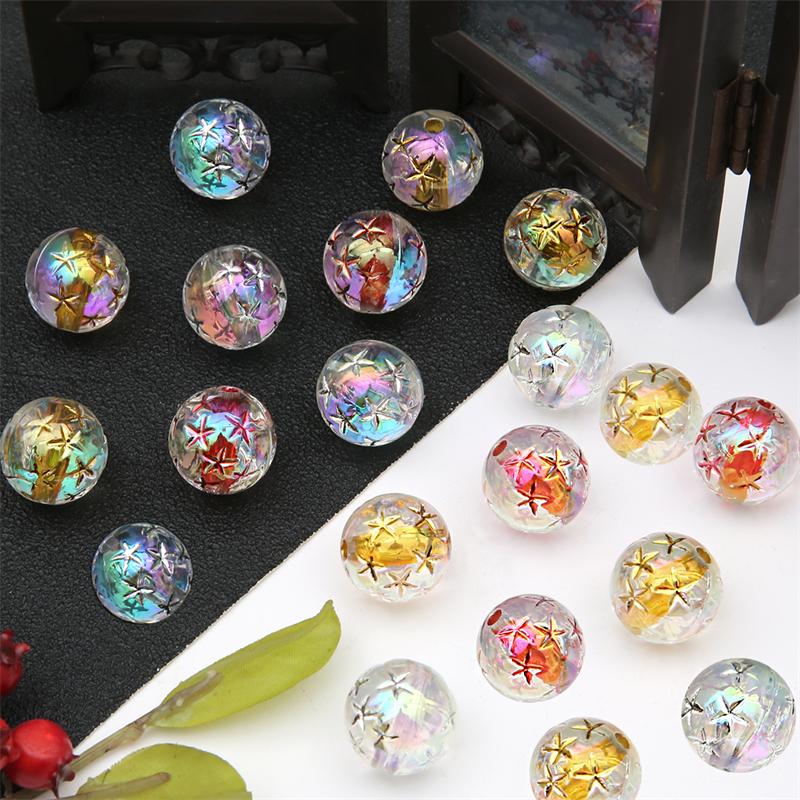 16mm Acryl Bronzing Star Runde Perlen für Schmuckherstellung DIY Ohrring Armband Charm Dekoration