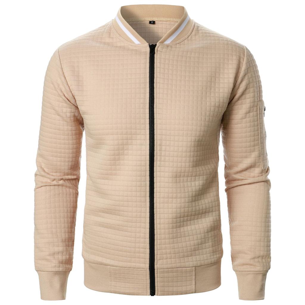 Felpa con zip e colletto alto da uomo Giacca Felpa Cardigan casual a quadri da uomo