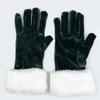 1 Pair Winter Christmas Gloves Thick Plush Trim Anti-slip Elastic Keep Warm Windproof Santa Claus Cosplay Performance Prop