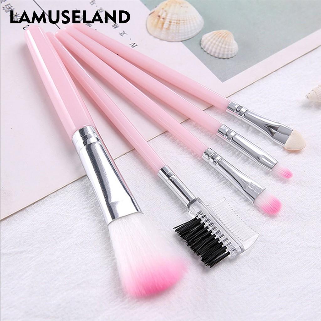 LAMUSELAND Makeup Brush Face Pink Brush (5 Pcs/Set) #1406-OPP-P