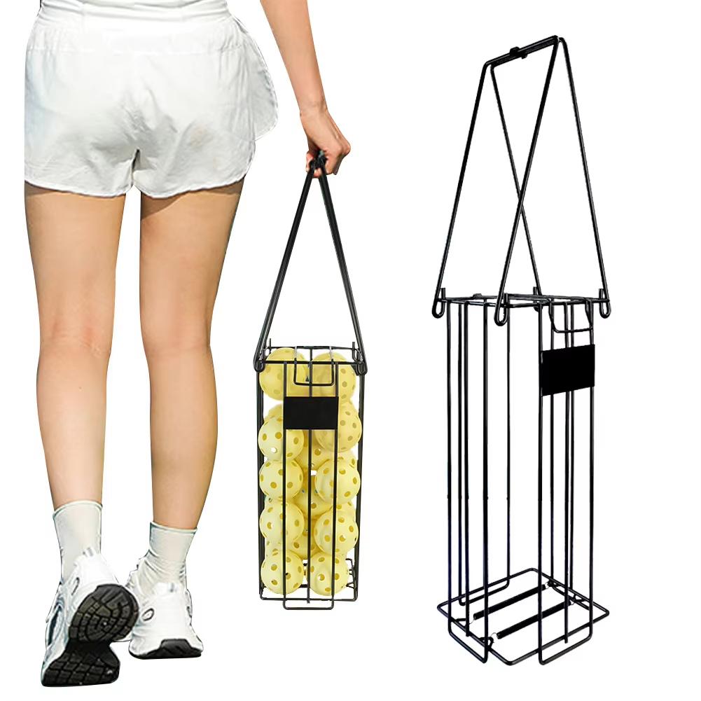 

Portable Ball Basket 25 Tennis Balls/15 Pickleball Capacity Tennis Ball Picking Frame Stainless Steel Training Tool One Size чёрный