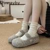 Autumn Winter Short Plush Women Mary Jane Shoes Comfort Round Toe Soft Sole Shoes Outdoor Warm Cotton Flats Shoes
