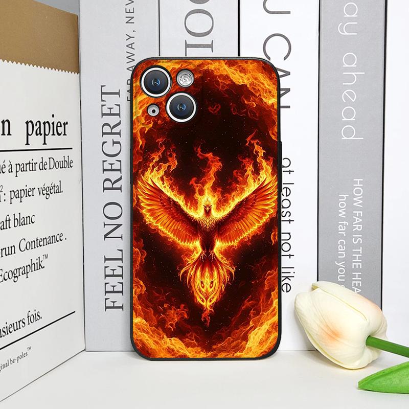 Luxury Phoenix Fire Feather Pattern Phone Case for iPhone 17 16 12 11 14 Plus 13 14 15 Pro Max 12 13 Mini X XS MAX XR Soft Cover