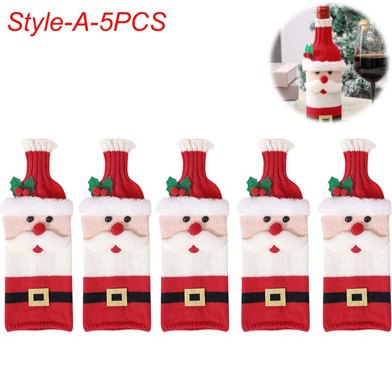Vánoční sada obalů na láhve Santa Sněhulák Tkané sáčky na láhve na vánoční večírek Dekorace jídelního stolu Novoroční dárky