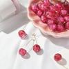 Pinkdudu Cherry Dangle Earrings for Women Sweet Fruit Design Gold Plated Pendant Earrings PD416