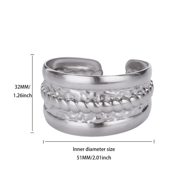 

Wide Geometric Flower Stainless Steel Bracelet Women s Adjustable Open Bracelet Hip Hop Style