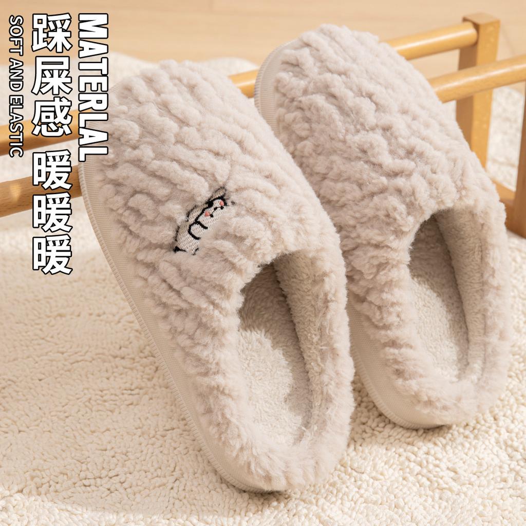 Cotton Slippers Men's Autumn and Winter Fleece New Indoor Home Home Bag Heel Plush Cotton Shoes Women's Outer Wear