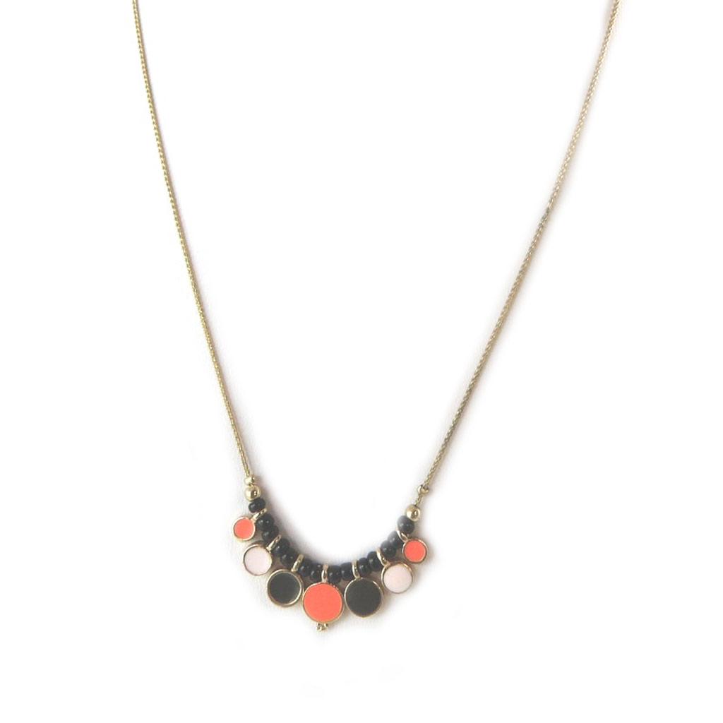 Les Trésors De Lily [N8815] - Designer Necklace 'Scarlett' Orange Black