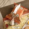 Retro Taschentuchbox Stoffbezug Quaste Orientalischer Östlicher Stil Wohnzimmer Schlafzimmer Auto, Kreativer Druck Halter Geschenkidee 18x24cm