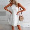 Summer Women Casual Sleeveless Mini Dress Loose O Neck Tank Beach Party Holiday Fashion Dress