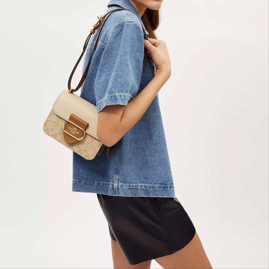 COACH MorganSquare Coated Canvas Crossbody Bags Small Womens Light Khaki